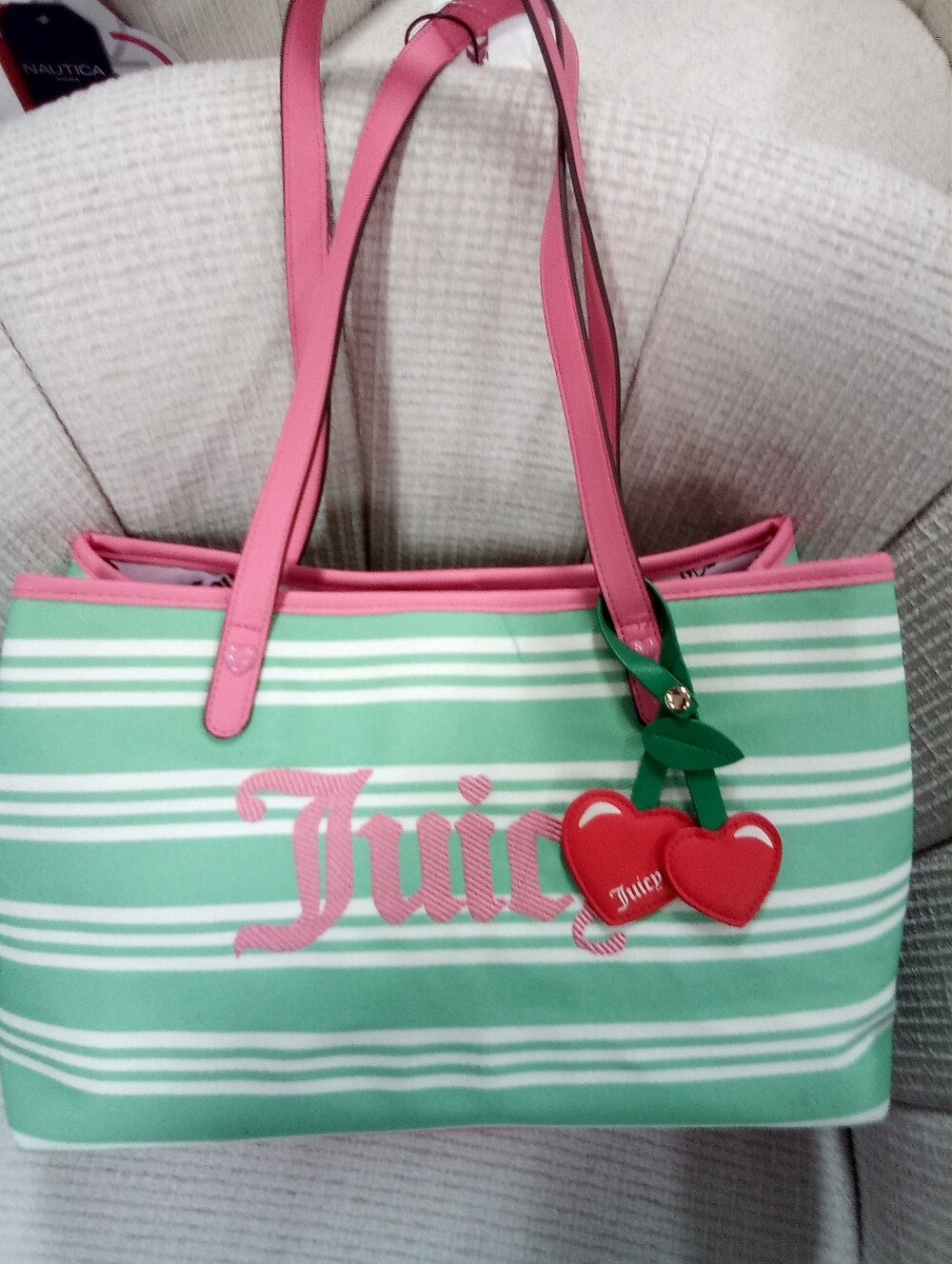 Juicy Couture Green & Pink Summer Tote Bag